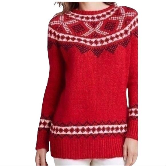 J Jill Fair Isle Sweater Red Size Large New w Tags Y - Picture 2 of 6